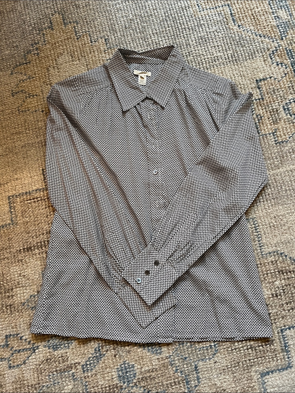 J. Crew Black and White Microdot Dress Shirt